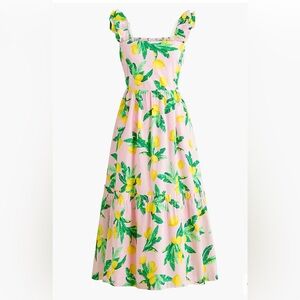 JCREW lemon print summer midi dress NWT